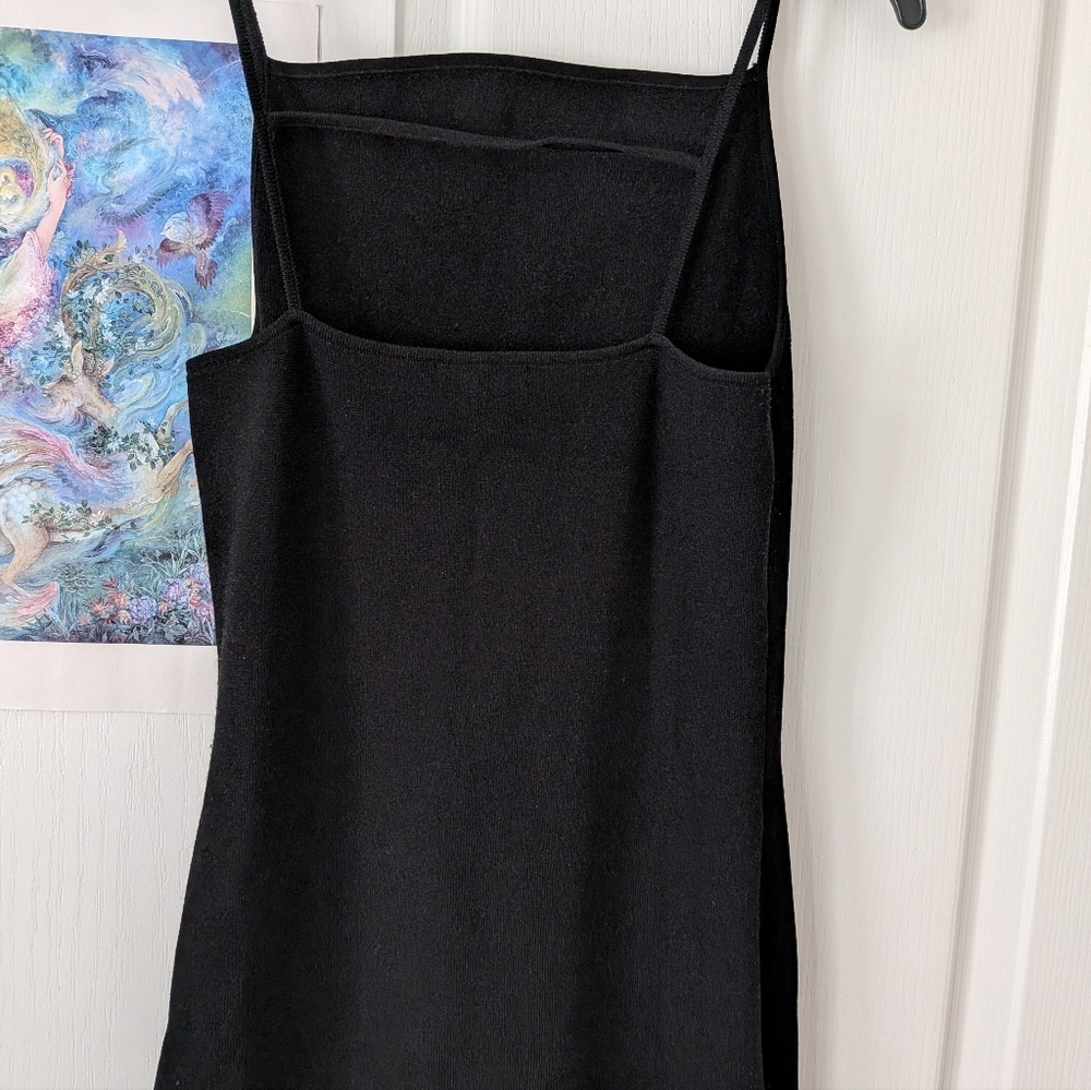 NWOT Banana Republic Elegant Black Spaghetti Strap Dress Body Conforming Midi